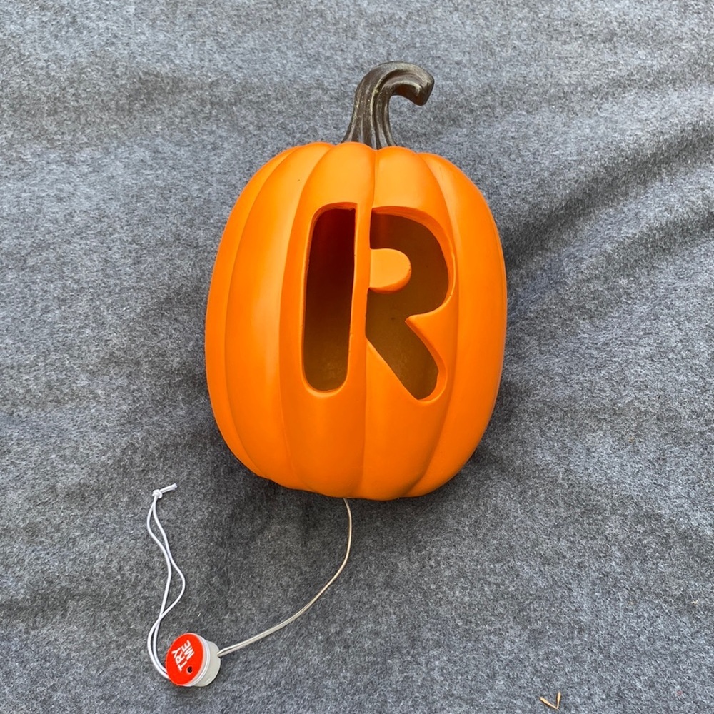 H For Happy Monogrammed Letter LED Lighted Pumpkin Halloween Thanksgiving Decor